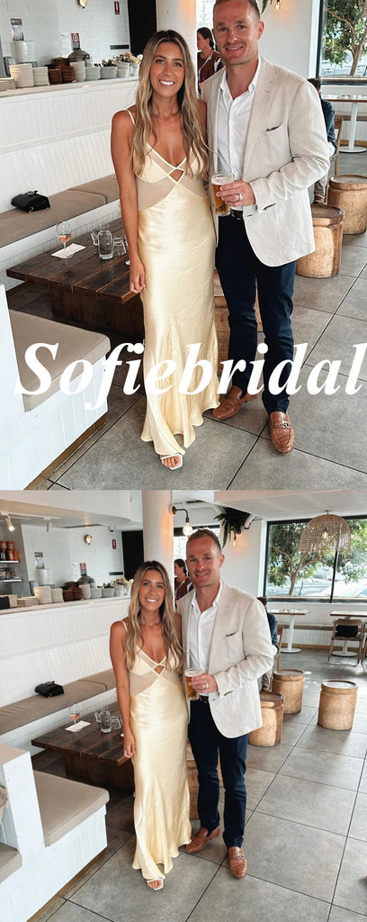 Sexy Spaghetti Straps V-Neck Mermaid Floor Length Prom Dress, PD01038