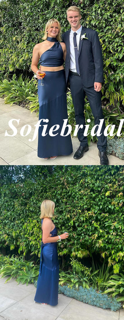 Sexy Soft Satin Halter Sleeveless Lace Up Back Mermaid Floor Length Prom Dress, PD01039