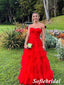 Sexy Red Tulle Sweetheart Sleeveless A-Line Prom Dress, PD01024