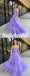 Sexy Purple Tulle Spaghetti Straps Sleeveless A-Line Floor Length Prom Dress, PD01045