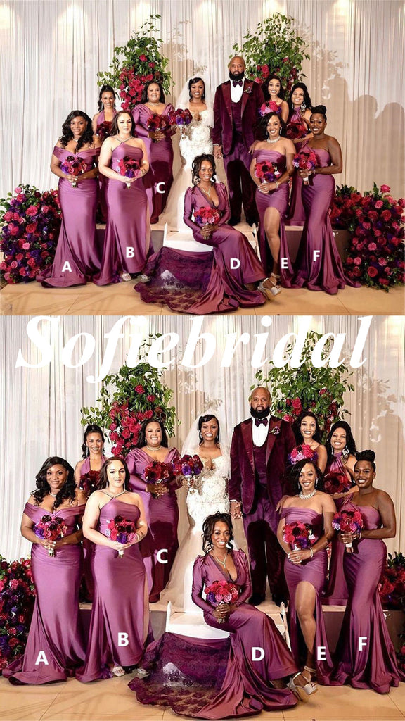 Mismatched Soft Satin Mermaid Floor Length Bridesmaid Dresses, SFWG00562