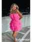 Sexy Barbie Pink Tulle Sweetheart A-Line Mini Dresses/ Homecoming Dresses, HD0259