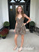 Sexy Leopard Print Spaghetti Straps V-Neck A-Line Mini Dresses/ Homecoming Dresses, HD0270