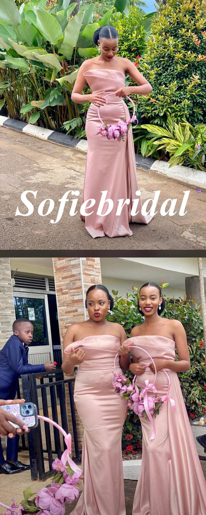 Sexy Soft Satin Sweetheart Sleeveless Mermaid Floor Length Bridesmaid Dresses, SFWG00605