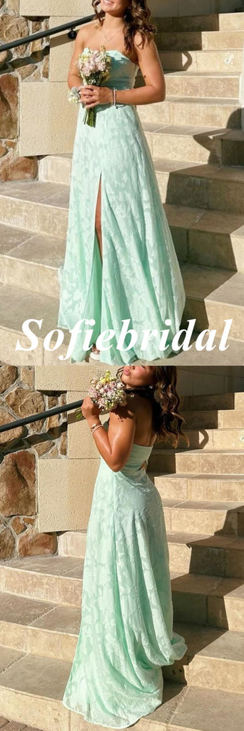 Sexy Sweetheart Sleeveless Side Slit A-Line Maxi Prom Dress, PD01159