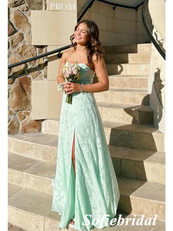 Sexy Sweetheart Sleeveless Side Slit A-Line Maxi Prom Dress, PD01159