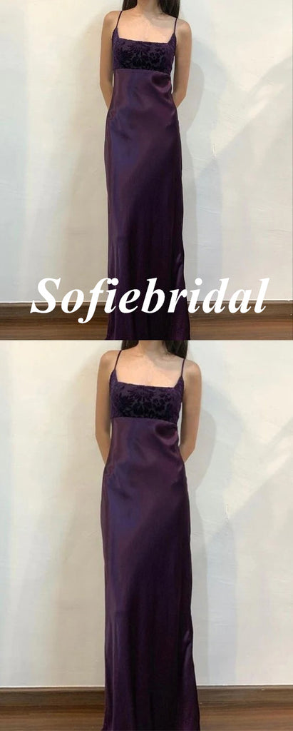 Sexy Soft Satin Spaghetti Straps Sleeveless Mermaid Floor Length Prom Dress, PD01103