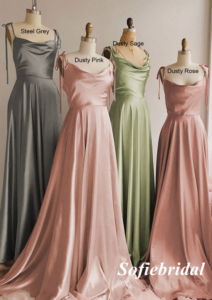 Sexy Spaghetti Straps Sleeveless Side Slit A-Line Long Prom Dresses, PD01001