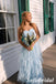 Sexy Blue Tulle Sweetheart Sleeveless A-Line Maxi Prom Dress, PD01157