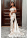 Sexy Soft Satin Off Shoulder Sleeveless Mermaid Floor Length Bridesmaid Dresses With Train, SFWG00557