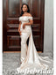 Sexy Soft Satin Off Shoulder Sleeveless Mermaid Floor Length Bridesmaid Dresses With Train, SFWG00557