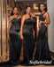 Sexy Mismatched Black Soft Satin Sleeveless Mermaid Floor Length Bridesmaid Dresses, SFWG00599