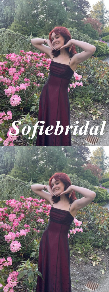 Sexy Spaghetti Straps Sleeveless A-Line Floor Length Prom Dress, PD01069