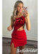 Sexy Red One Shoulder Sheath Mini Dresses/ Homecoming Dresses With Split, HD0240