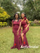 Sexy Mismatched FDY Fabric Side Slit Mermaid Floor Length Bridesmaid Dresses, SFWG00575