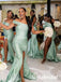Sexy Soft Stin One Shoulder Sleeveless Side Slit Mermaid Floor Length Bridesmaid Dresses, SFWG00529