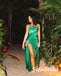 Sexy Emerald Soft Satin Sweetheart Sleeveless Side Slit Mermaid Long Prom Dresses, PD01010