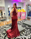 Sexy Soft Satin One Shoulder Sleeveless Side Slit Mermaid Floor Length Prom Dress, PD01096