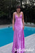 Sexy Soft Satin Spaghetti Straps Sleeveless Side Slit Mermaid Maxi Prom Dress, PD01153