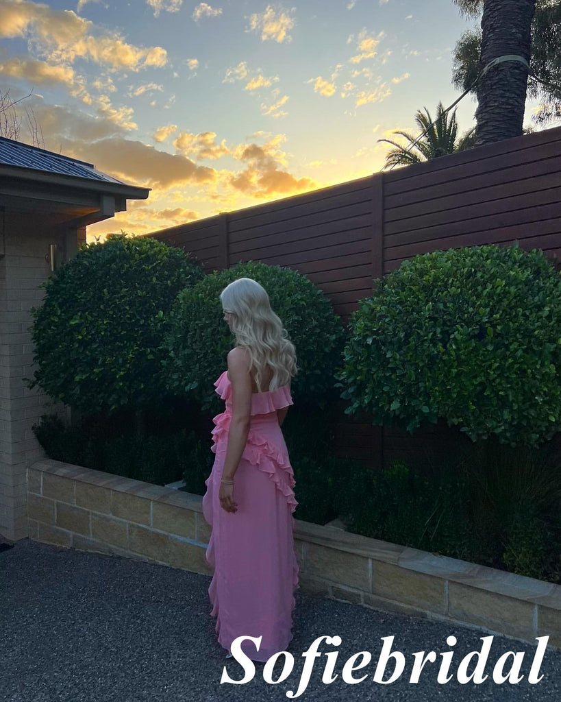 Sexy Pink Sweetheart Side Slit Mermaid Floor Length Prom Dress, PD01037