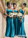 Sexy Elastic Satin One Shoulder Mermaid Floor Length Bridesmaid Dresses, SFWG00577