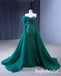 Elegant Tulle One Shoulder Long Sleeve Mermaid Long Dress Prom Dress With Detachable Trail, PD01116