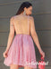Sexy Tulle Spaghetti Straps V-Neck Open Back A-Line Mini Dresses/ Homecoming Dresses, HD0261