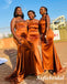 Sexy Mismatched Burnt-Orange Soft Satin Sleeveless Mermaid Floor Length Bridesmaid Dresses, SFWG00600