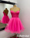 Sexy Hot Pink Spaghetti Straps Sleeveless Criss Cross A-Line Mini Dresses/ Homecoming Dresses, HD0299