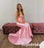 Sexy Pink Elastic Satin Lace Up Back Sleeveless Mermaid Long Prom Dresses, PD0993