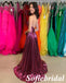 Sexy Special Fabric Halter Sleeveless Open Back Side Slit A-Line Floor Length Prom Dress, PD01040