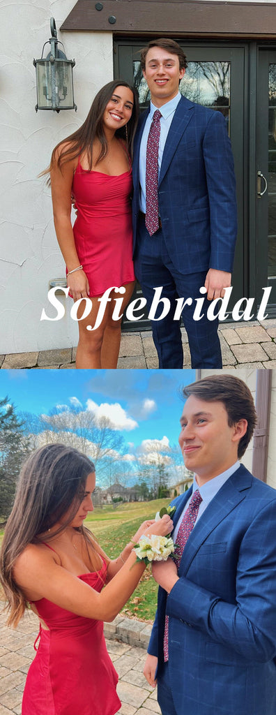 Sexy Red Spaghetti Straps Sleeveless Lace UP Mini Dresses/ Homecoming Dresses, HD0288