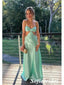 Sexy Soft Satin Spaghetti Straps Sleeveless Mermaid Maxi Prom Dress, PD01160