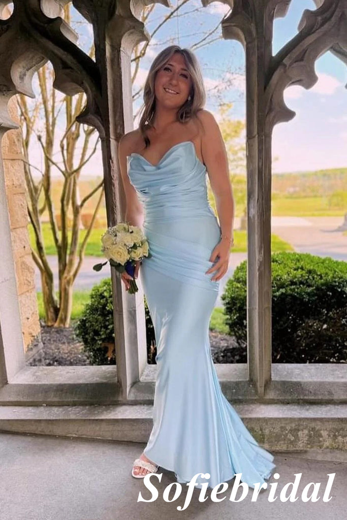 Sexy Soft Satin Sweetheart Sleeveless Mermaid Maxi Prom Dress, PD01155