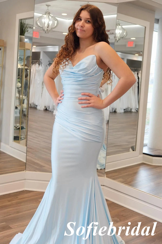 Sexy Soft Satin Sweetheart Sleeveless Mermaid Maxi Prom Dress, PD01155