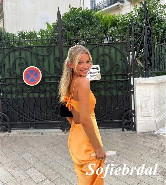 Sexy Soft Satin Spaghetti Straps V-Neck Sleeveless Mermaid Long Prom Dresses, PD01004