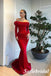 Sexy Rust Velvet Off Shoulder Long Sleeves Mermaid Long Prom Dresses, PD0962