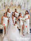 Mismatched White Side Slit Mermaid Floor Length Bridesmaid Dresses, SFWG00579