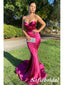 Sexy Satin Sweetheart V-Neck Sleeveless Mermaid Prom Dress, PD01030
