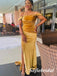 Elegant Velvet Off Shoulder Sleeveless Side Slit Mermaid Floor Length Bridesmaid Dresses, SFWG00545