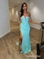 Sexy Sequin Sweetheart V-Neck Sleeveless Side Slit Mermaid Long Prom Dresses, PD0889