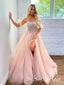 Sexy Special Fabric Sweetheart Sleeveless Side Slit A-Line Long Prom Dresses, PD0903