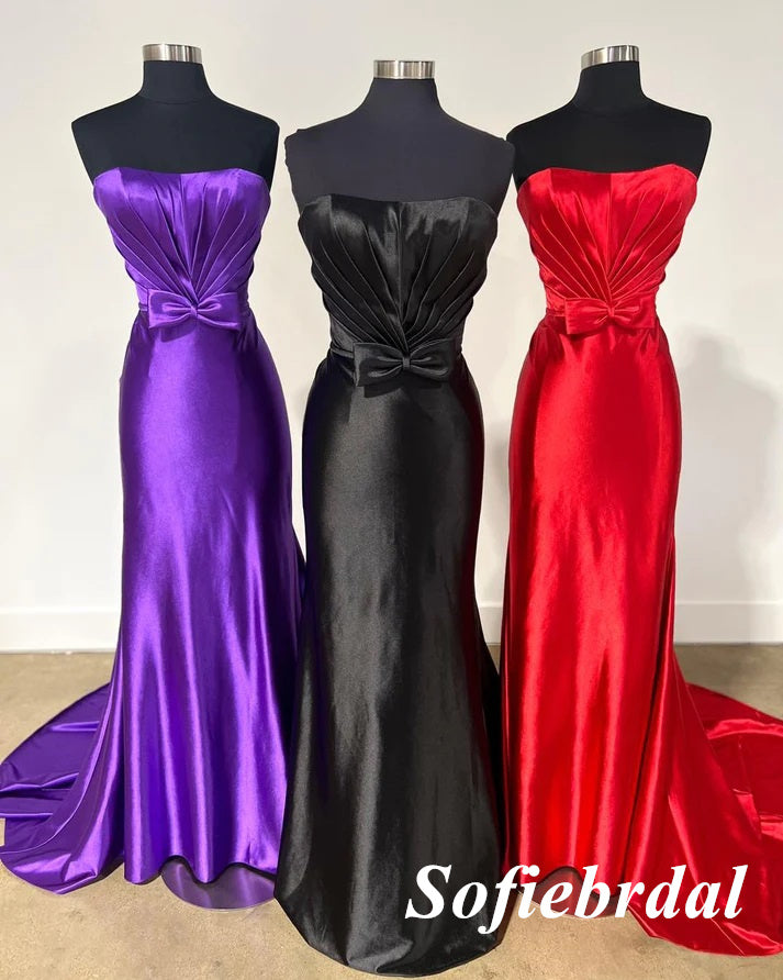Sexy Soft Satin Sweetheart Sleeveless Mermaid Long Prom Dresses, PD01002
