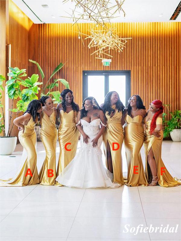 Sexy Soft Satin Mismatched Mermaid Floor Length Bridesmaid Dresses,SFWG00502