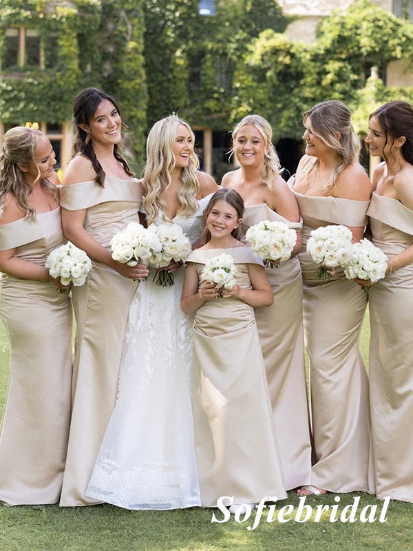 Sexy Soft Satin Off Shoulder Sleeveless Mermaid Floor Length Bridesmaid Dresses, SFWG00542