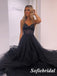 Sexy Tulle And Lace Spaghetti Straps V-Neck Sleeveless A-Line Floor Length Prom Dress, PD01077