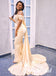 Sexy Soft Satin Off Shoulder Sleeveless Mermaid Floor Length Bridesmaid Dresses With Train, SFWG00557