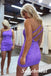 Sexy Purple Sequin One Shoulder Sheath Mini Dresses/ Homecoming Dresses, HD0246