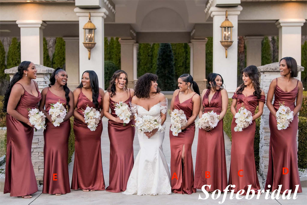 Mismatched Soft Satin Mermaid Floor Length Bridesmaid Dresses, SFWG00561