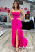 Sexy Fuchsia Pink Soft Satin Sweetheart Sleeveless Side Slit Mermaid Long Prom Dresses, PD01007